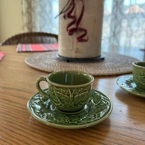 Bordallo Pinheiro Espresso Cups and Saucers (Two Sets) Collector Item